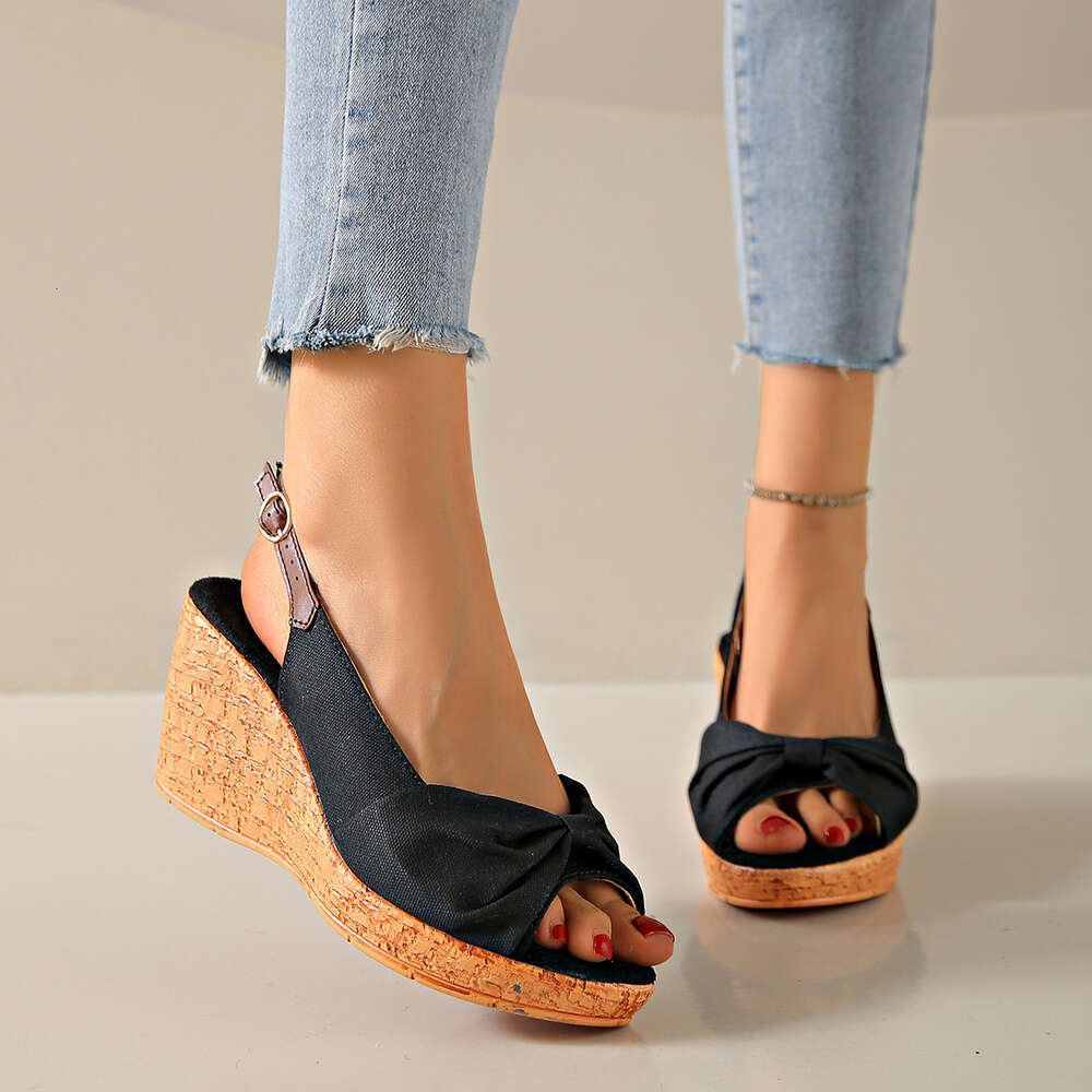 Size Summer Large New Sandals Women S Casual Buckle Wooden Roman Slope High Heels Ddmysaturn