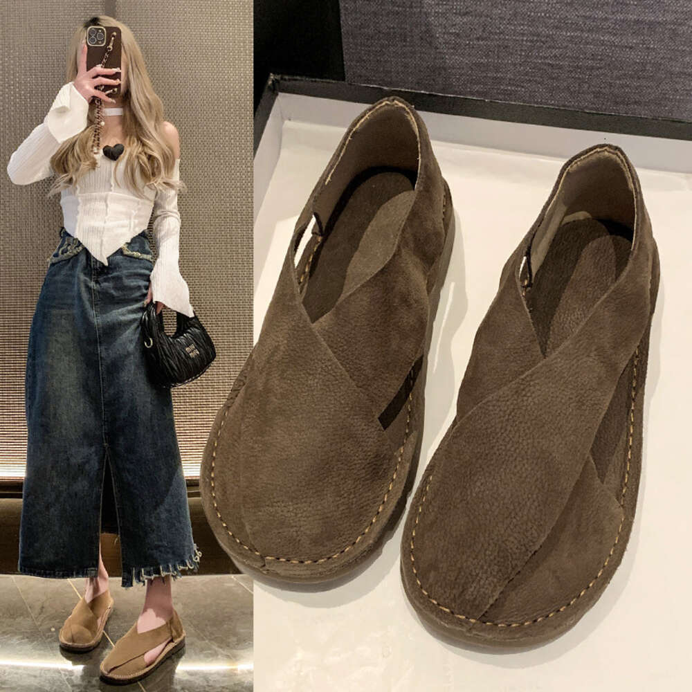 Soft Large New Leather For Women With Round Toe And Shallow Mouth Air Measurement Shoes One Step Lazy Ddmysaturn
