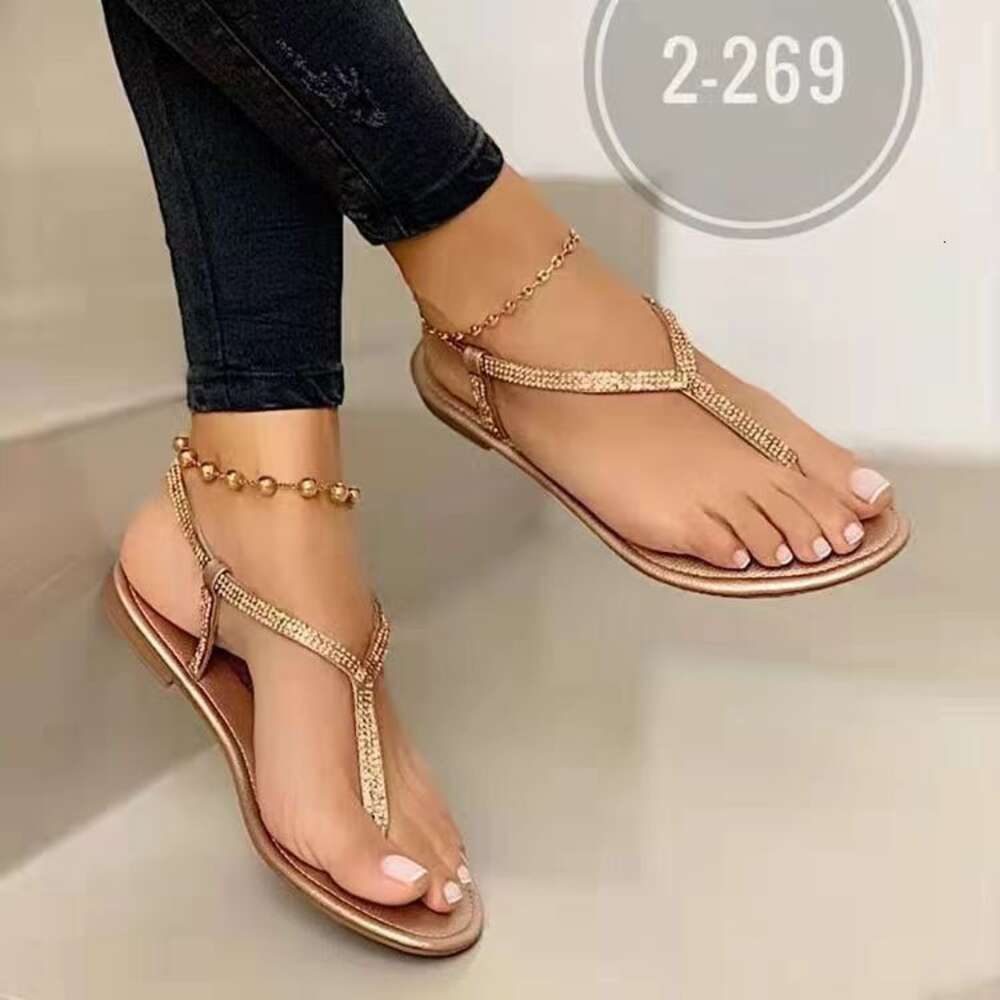 Size Summer Large New Sandals For Women S Fashion Rhinestone Toe Clip Ins Small Fresh Flat Slippers Ddmysaturn