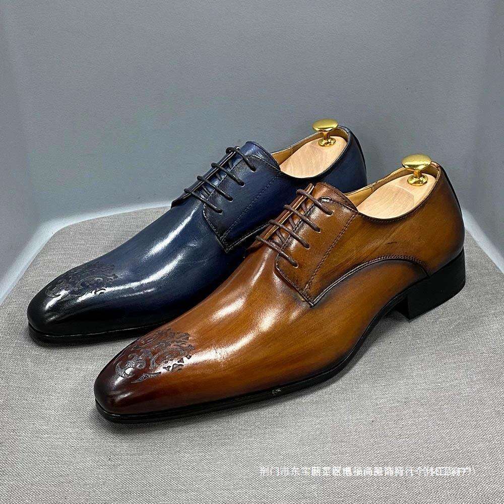 Business Men S Casual Formal Derby Fashionable Carved Pointed Leather Shoes Men Ddmysaturn