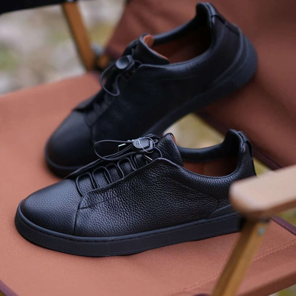 Light Luxury Italian Top Layer Cowhide Men S Breathable Board Shoes Korean Version Color Band Loose Casual Ddmysaturn