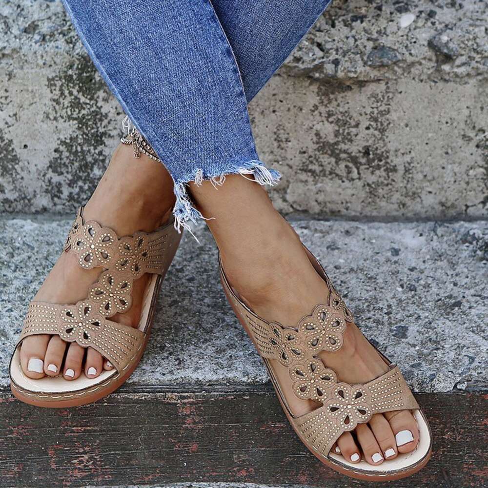 Large Summer TEMU Women S Fashion Hollow Plum Blossom Water Diamond Roman Thick Sole Slippers Ddmysaturn