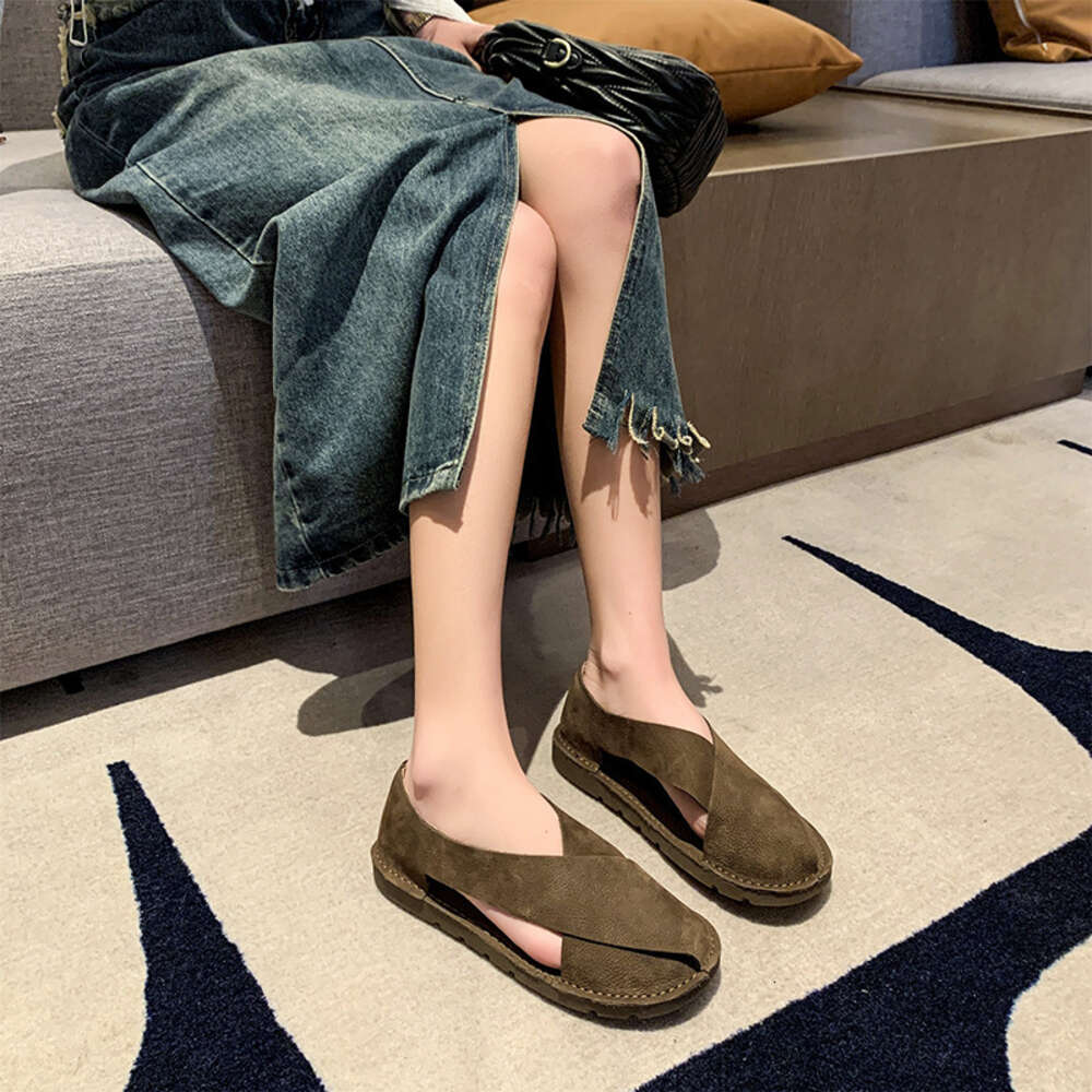 Soft Large New Leather For Women With Round Toe And Shallow Mouth Air Measurement Shoes One Step Lazy Ddmysaturn