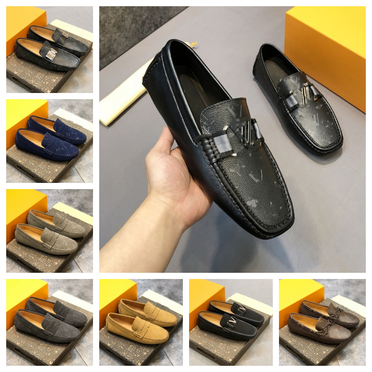 luxury designer men doudou shoes classics leather high quality loafer fashion shoes doudou shoes outdoors driver loafers black anti slip comfort soft soled shoes