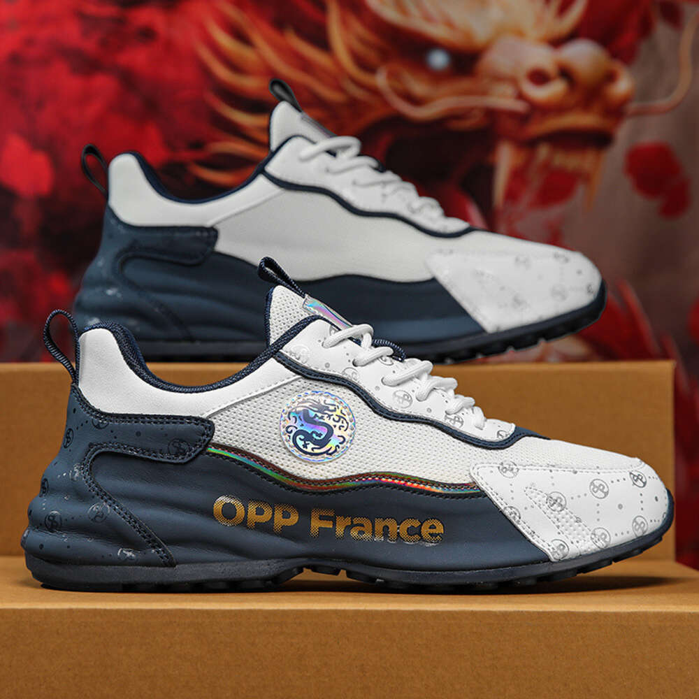 French OPP Men's Summer Brand High End Versatile Casual Sports Running Heightened Bag Sole Black Dad Trendy Shoes