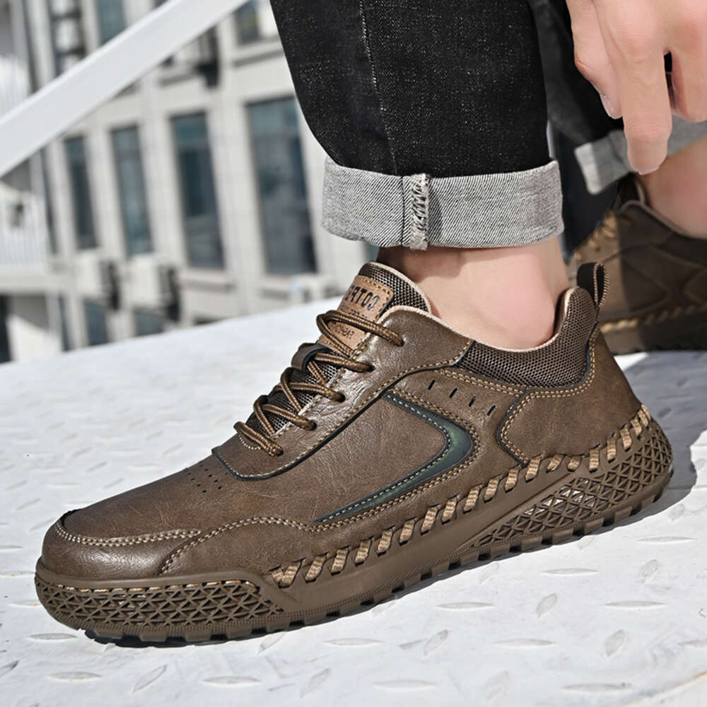 S Korean Men Version Versatile Men Breathable Casual Shoes Non Slip Soft Soles British Fashion Trend One Foot Leather Ddmysaturn