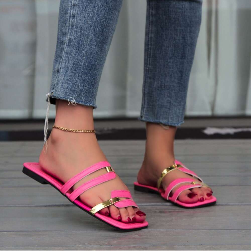 Size Summer Large New Women S Cross Small Fresh Beach Instagram One Line Slippers Ddmysaturn