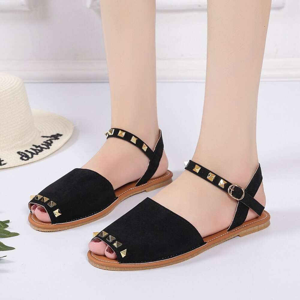 Women Large Summer S Fish Mouth Rivet Buckle Fashion Roman Flat Sandals Ddmysaturn