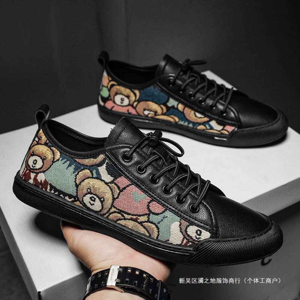 Breathable Lazy Versatile Luxury White Men S Embroidered Little Bear Trendy European Goods Board Shoes Ddmysaturn