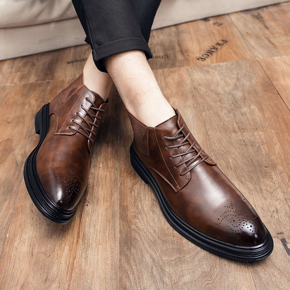 Block Chelsea English Carved Autumn Winter New Leather Casual Martin Boots Men S Shoes Ddmysaturn