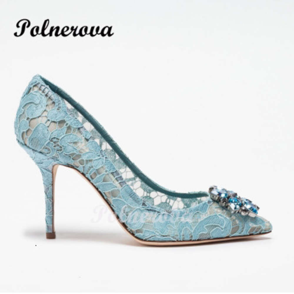 Lace Rhinestone Pointed Toe High Heel Stiletto Wedding Versatile Comfortable Work Women's Shoes