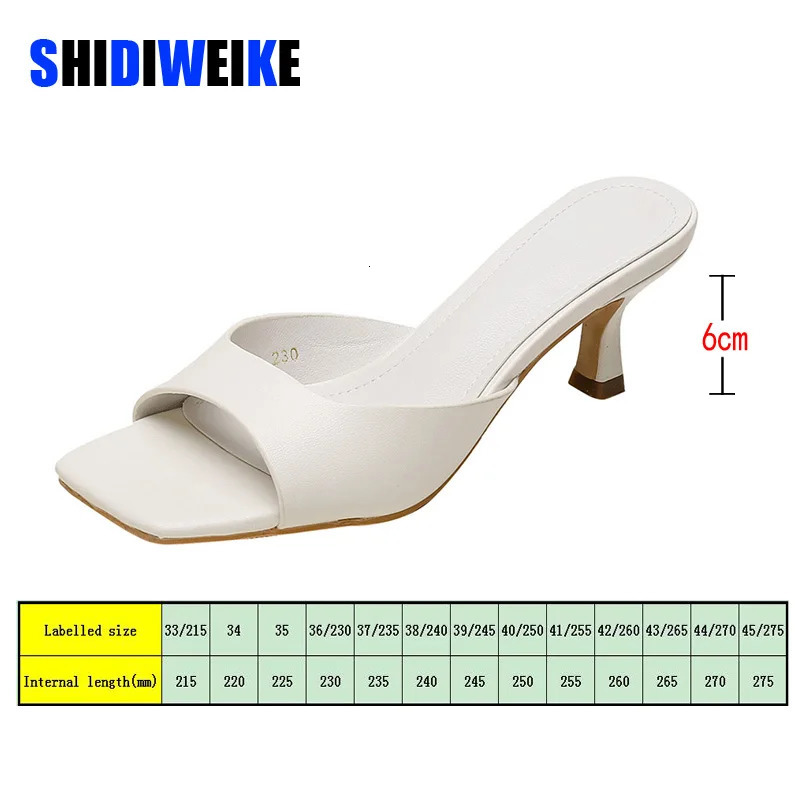 SDWK Square Toe High Heel Womens Slippers Summer Genuine Leather Prom Pumps Series Thin Heel Sandals Ladies Slippers AD4143 240619