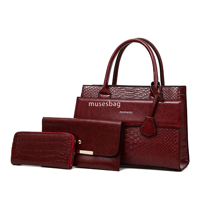 European and American women's high-end fashion trend retro fashion crocodile pattern multifunctional set three piece set versatile temperament an