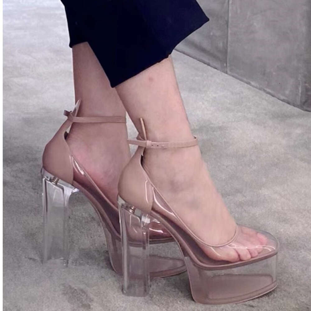2023 Summer New Fashion Thick Sole Transparent Platform Super High Heels Wedding Party Women's Single Shoes