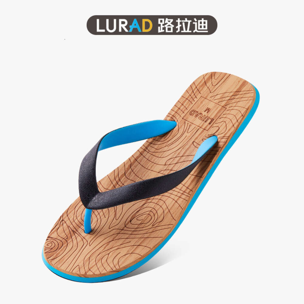 Men's herringbone slippers, summer wood grain anti slip flat heels, clip on sandals, beach shoes trend