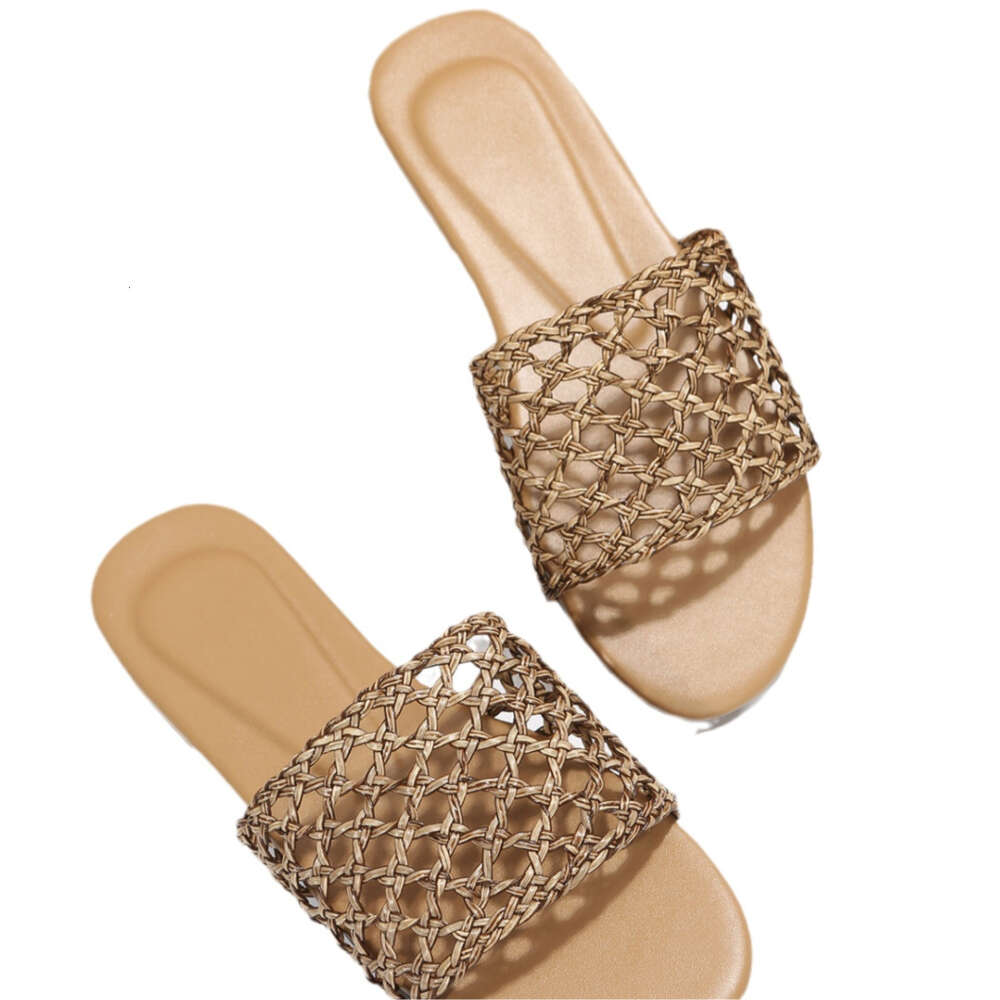 Summer Slippers Oversized With Hollowed Out Roman Ins Style Flat Sandals Beach Ddmysaturn