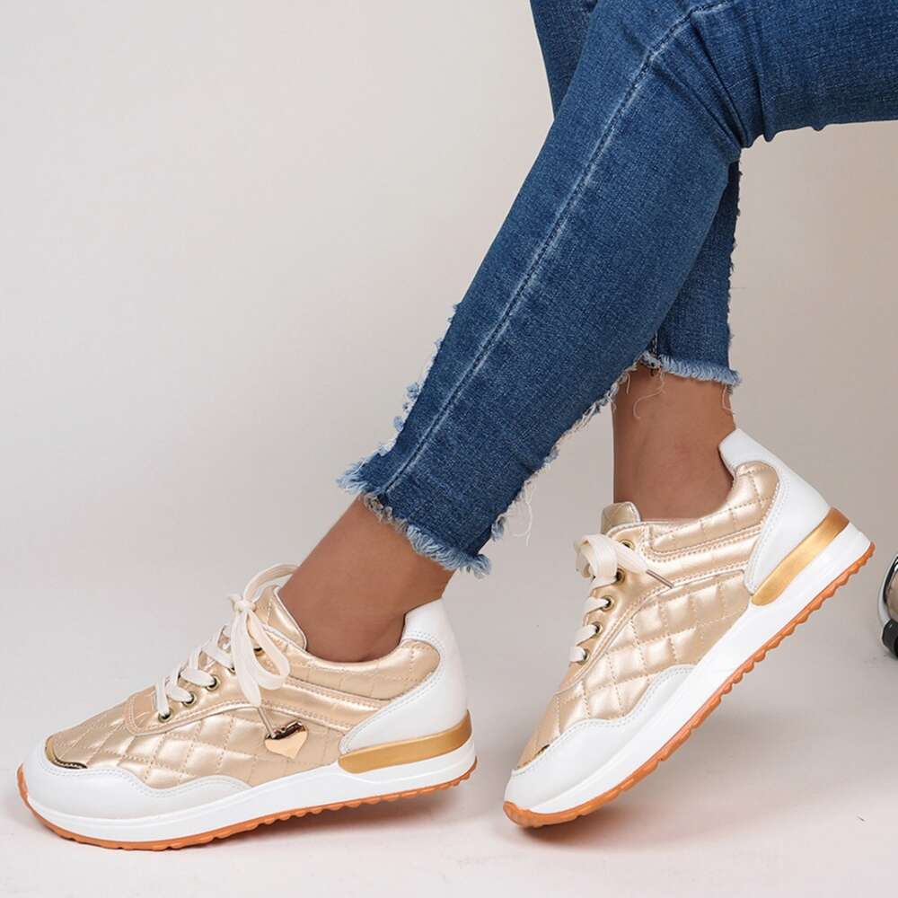 Single Large Size Shoe Women S Round Toe Flat Bottomed Glossy Patchwork Sports And Casual Shoes Sneakers Ddmysaturn