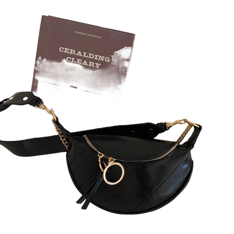 Street trend soft leather material niche design new daily waist bag women's Instagram trendy chest bag single shoulder crossbody fashion casual c
