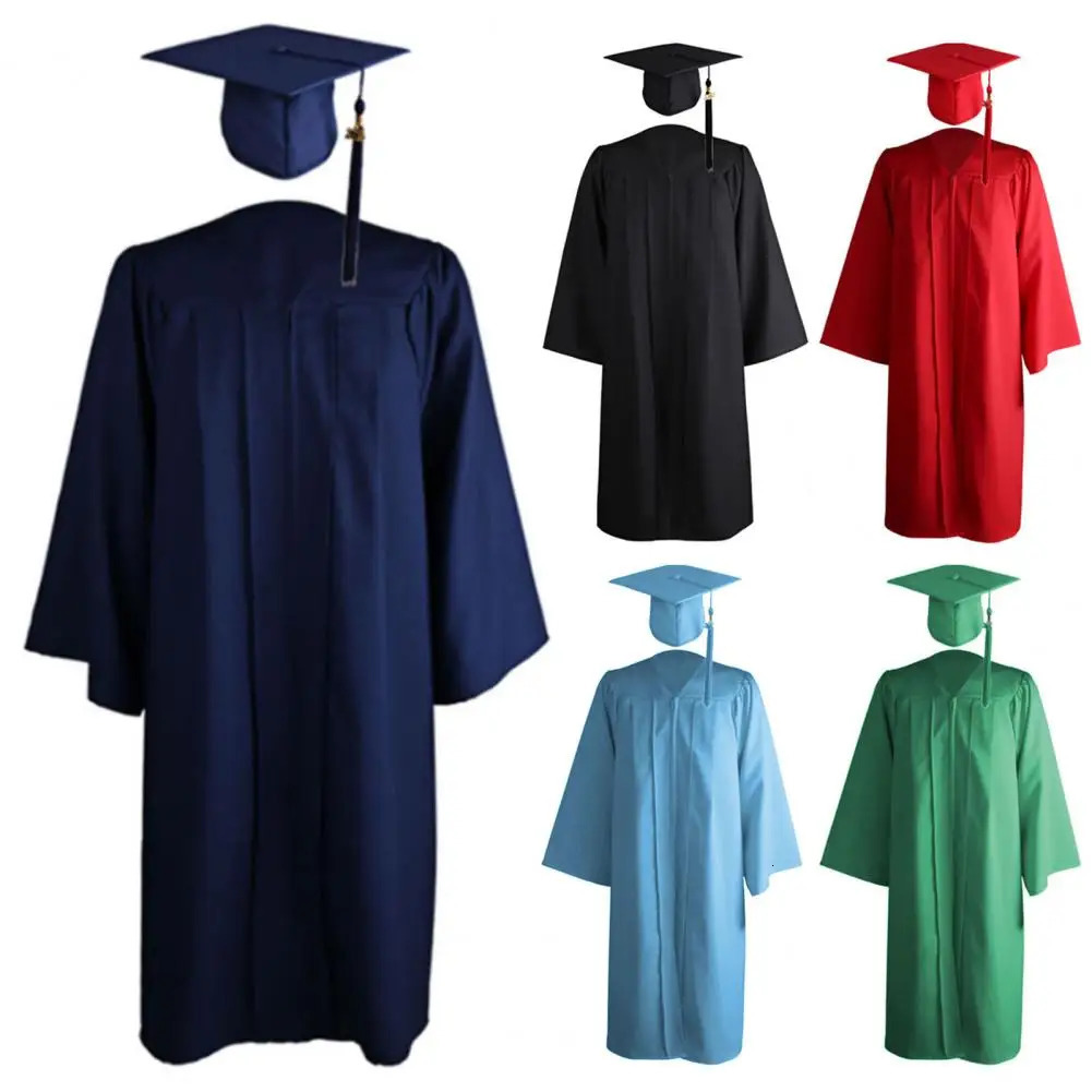 School Uniform Student Graduation Cap And Gown Set Academic Robe Adult Suit University Degree 240617