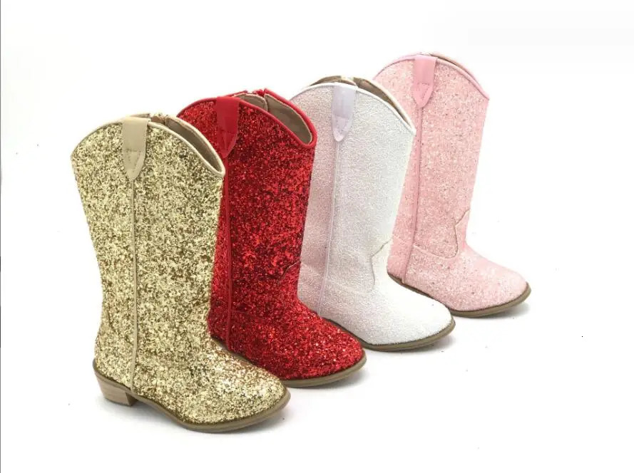 kids toddler girls leather boots bling bling spring summer autumn winter good quality fashion girls shoes 5-3 F148 240629