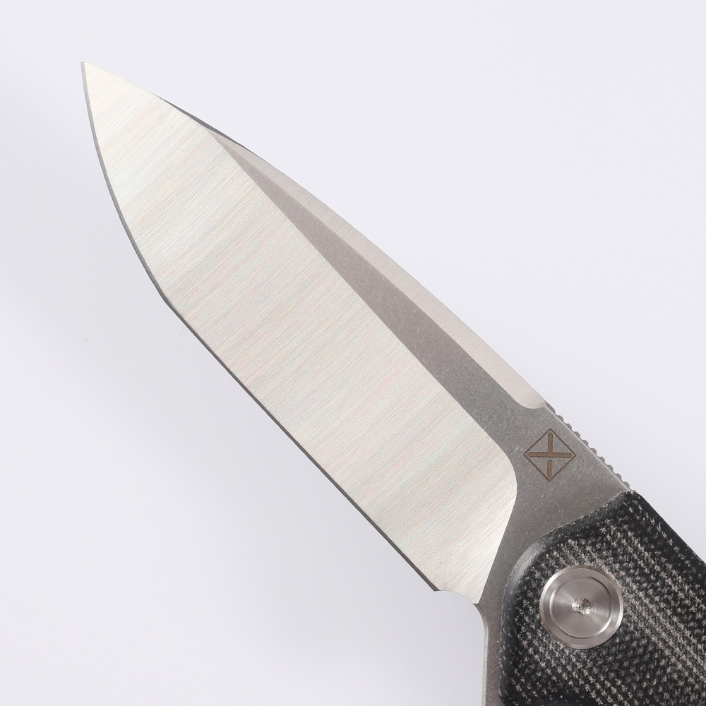 High End Flipper Folding Knife 14C28N Stone Wash Drop Point Blade CNC Micarta Handle Ball Bearing Outdoor Camping Hiking EDC Pocket Knives