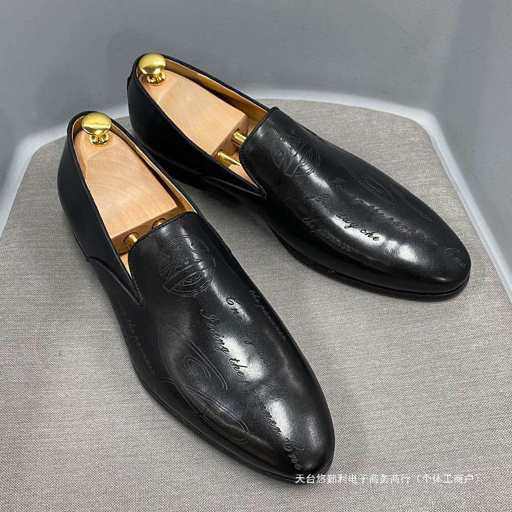 Style Hand Italian Painted Letters For Formal Shoes Men S Loafers One Foot Business Casual Ddmysaturn
