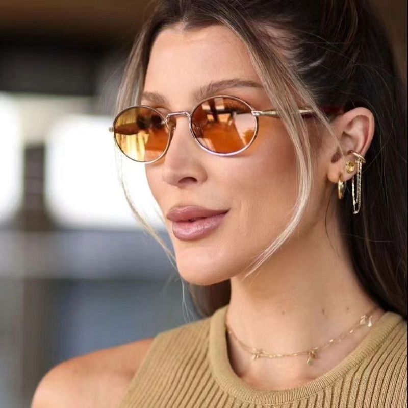 men for women and Designer trendy retro oval metal frame beach shade sunglasses casual