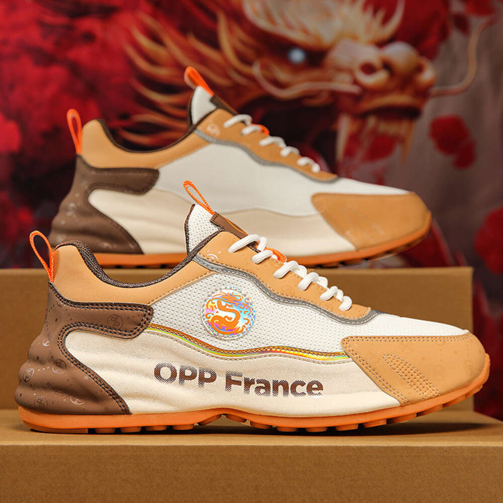French OPP Men's Summer Brand High End Versatile Casual Sports Running Heightened Bag Sole Black Dad Trendy Shoes