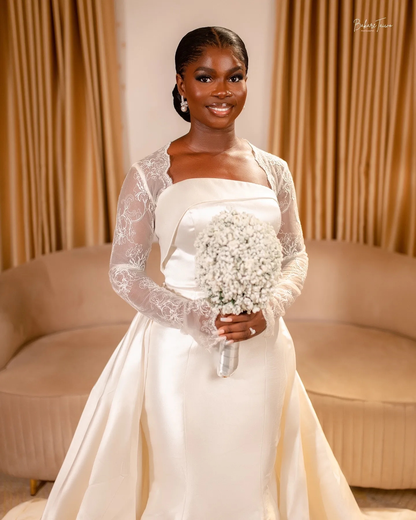 Mermaid Elegant Ivory Lace Wedding Dresses With Detachable Train Bridal Gowns Long Sleeves Square Neckline Satin Vestido De Novia