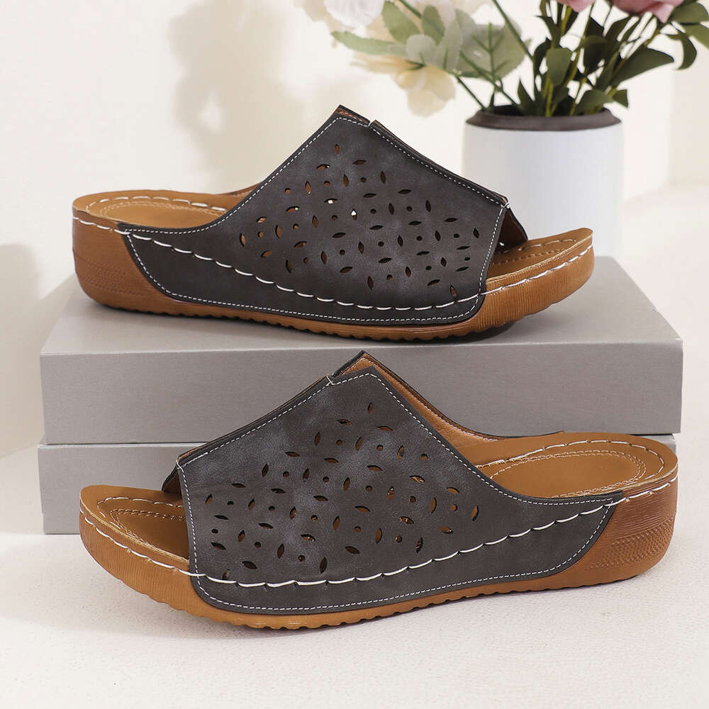 Women Large New S Thick Sole Flyline Roman Windfish Mouth Slope Heel Sandals Ddmysaturn