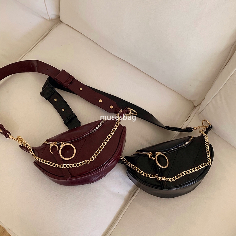 Street trend soft leather material niche design new daily waist bag women's Instagram trendy chest bag single shoulder crossbody fashion casual c