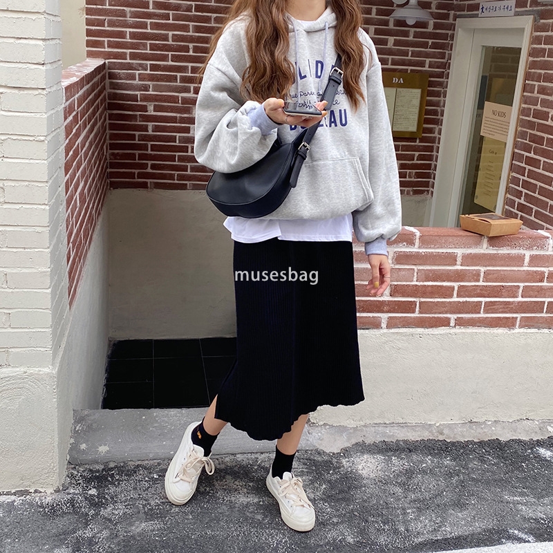 Soft leather material large capacity saddle bag single shoulder diagonal cross women bag autumn and winter ins texture student casual soft shoulder ba