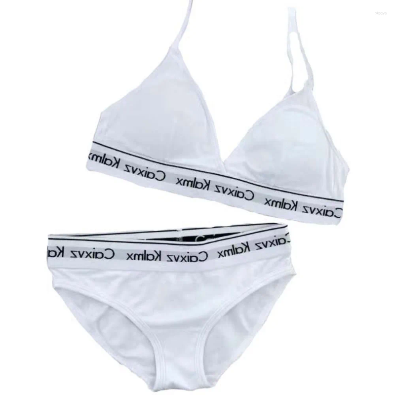 Bras Sets Breathable Backless Print Underwear Set V-neck Sports Letter Printed Bra Wireless Summer Style Women's Bikini