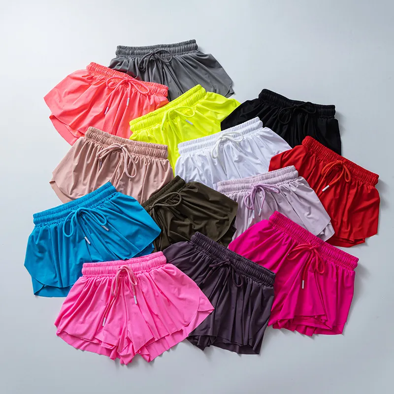LLL Yoga Skirt Hotty Hot Short Loose Breathable Quick Drying Fitness Women's Yoga Pants Casual Gym Leggings Running Tennis Skirt With Pockets Sportswear