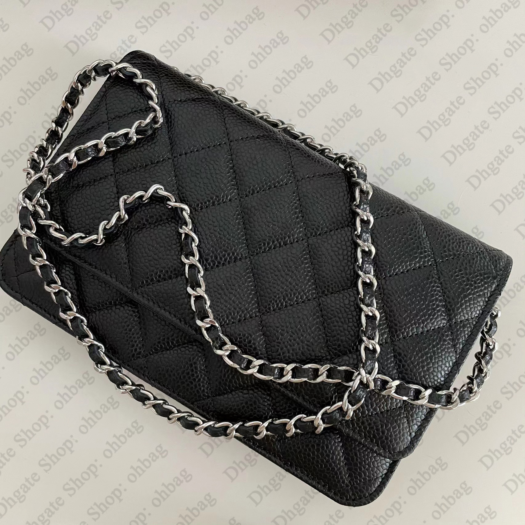 12A Wallet On Chain Bags Designer Bag Mini 19cm Quilted Flap Bag Black Purse Womens Genuine Leather Caviar Lambskin Handbags Fashion Crossbody Shoulder Bag With Box