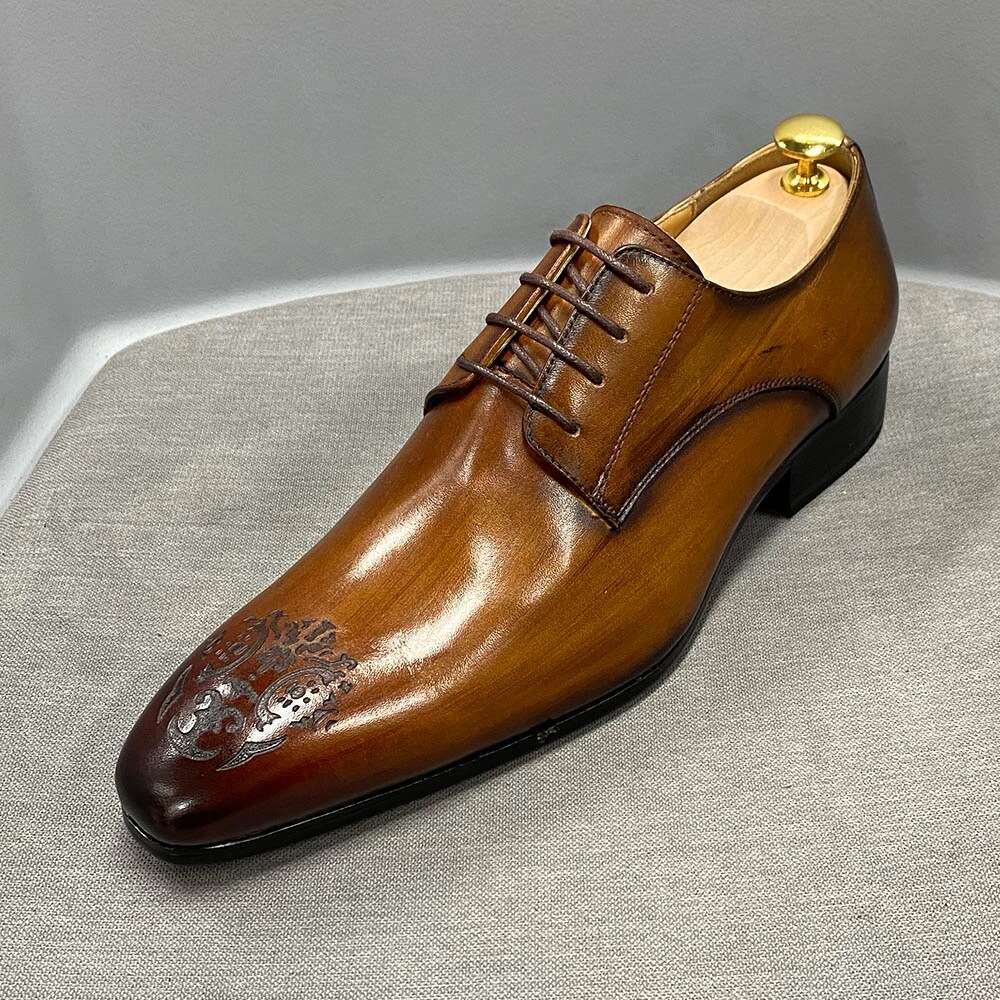 Business Men S Casual Formal Derby Fashionable Carved Pointed Leather Shoes Men Ddmysaturn