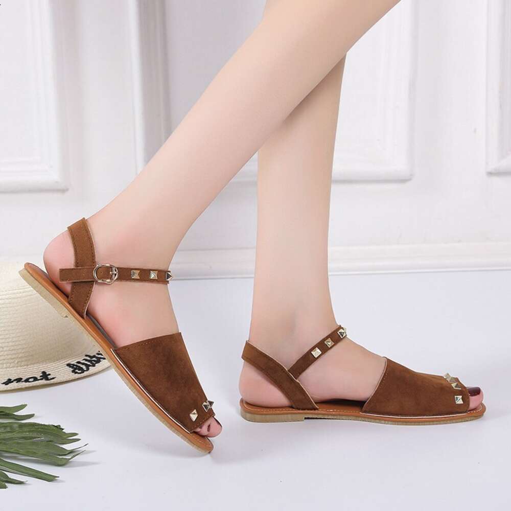 Women Large Summer S Fish Mouth Rivet Buckle Fashion Roman Flat Sandals Ddmysaturn