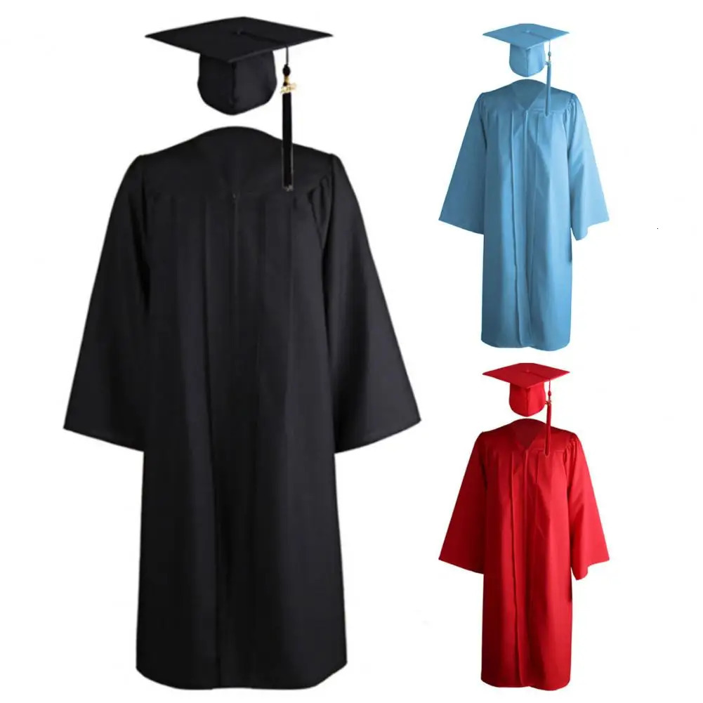 School Uniform Student Graduation Cap And Gown Set Academic Robe Adult Suit University Degree 240617