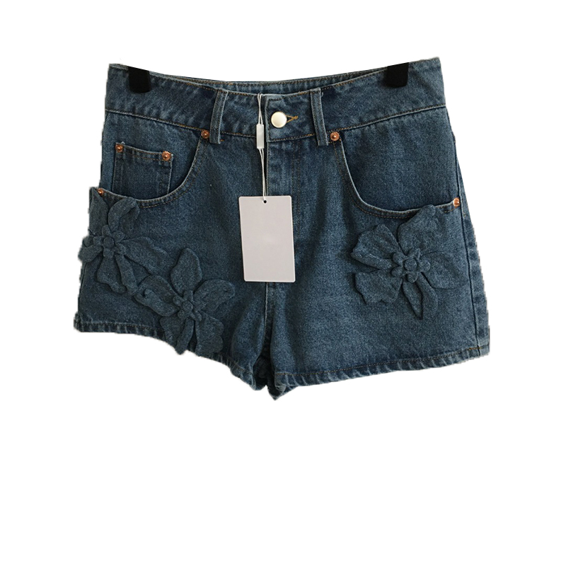 Cubic Flower Shorts Personality Charm Jean Shorts Trendy Denim Pants Summer Street Style Shorts Beach Short Pants Clothing