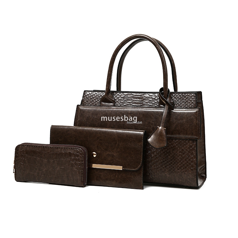 European and American women's high-end fashion trend retro fashion crocodile pattern multifunctional set three piece set versatile temperament an