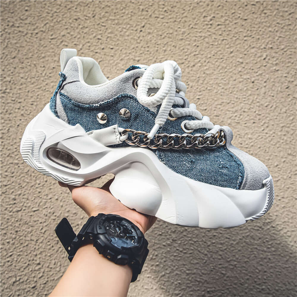 S Shoes Men New Niche Design High Aesthetics Trendy With Thick Sole And Increased Height For Teenagers Durable Denim Dad Ddmysaturn