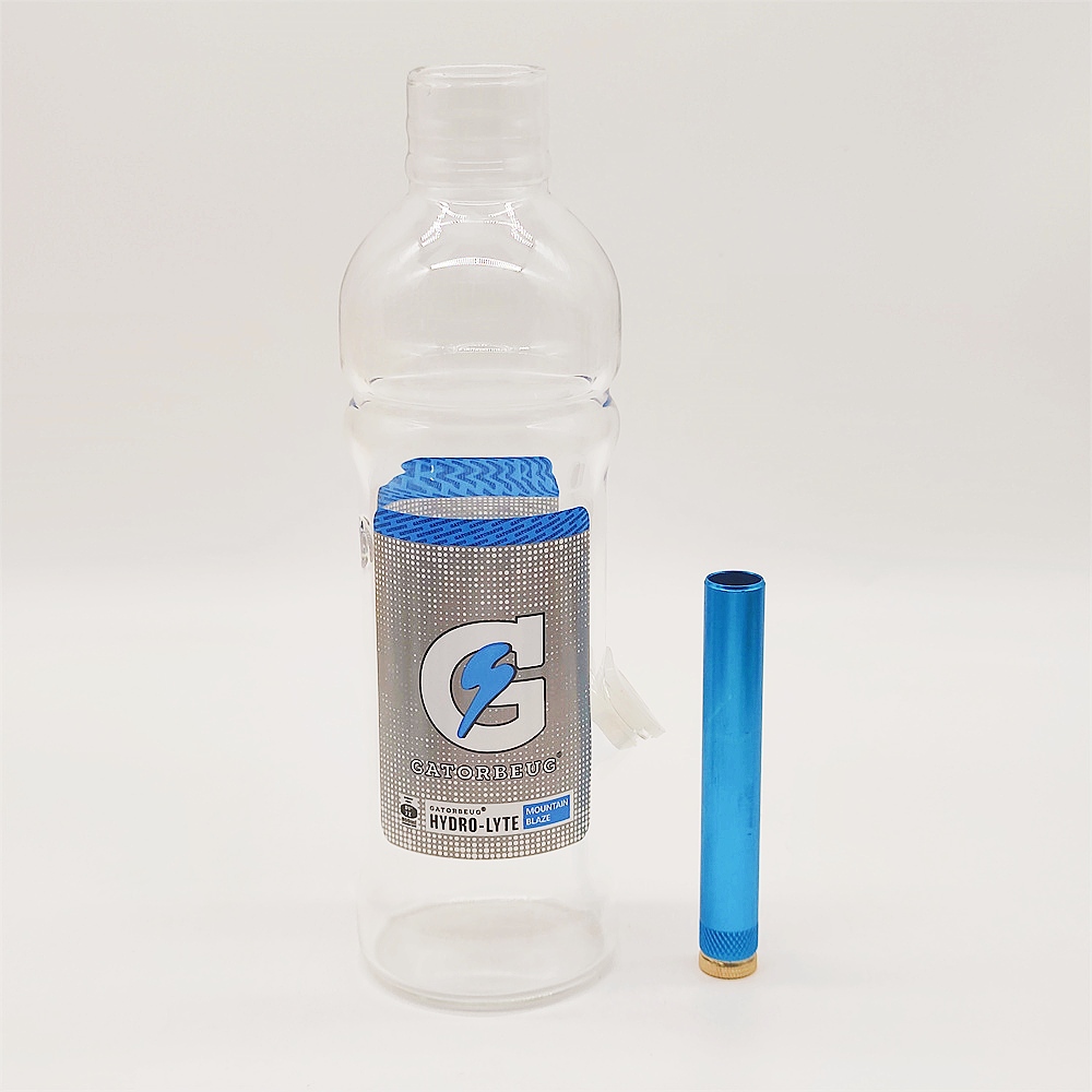 Gatorbeug Clear 10 Inch Multi Color Fat Bottle Side Hole Glass Bongs Water Pipe Gatorade Drinking Bottle Bong Tobacco Smoking Tube 10MM Bowl Stem Bubbler Pipes
