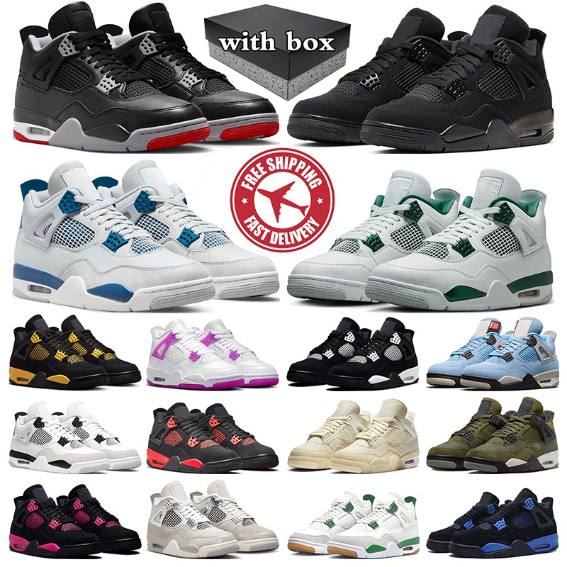 j4 designer with box 4 4s basketball shoes for men women Military Blue Oxidized Green Pine Green White Oreo Fire Red mens sneakers women trainers
