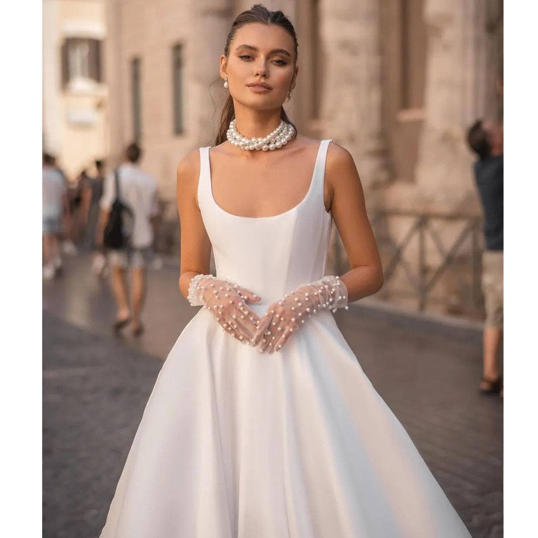 Berta A E White Wedding Dresses Wide Straps Backless Beach Satin Brial Gowns Vestidos De Novia Designer Bridal Dress 2024 Custom Made 6660312
