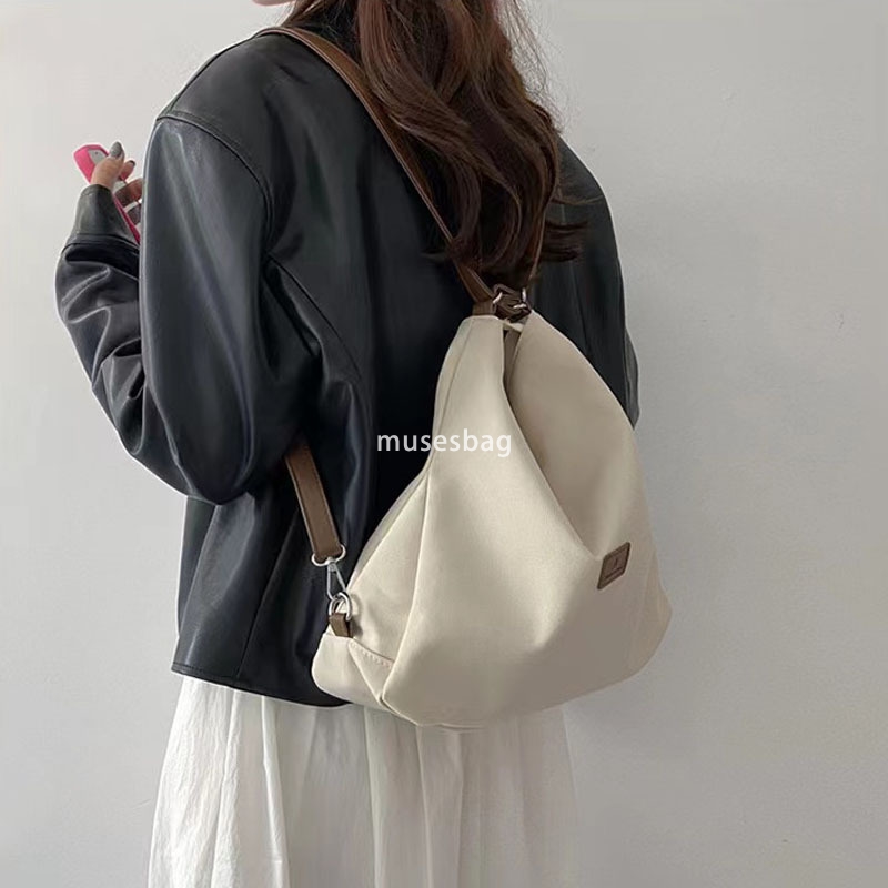 Street trend niche design spring and summer new canvas tote bag multifunctional single shoulder crossbody bag popular contrasting color women's b