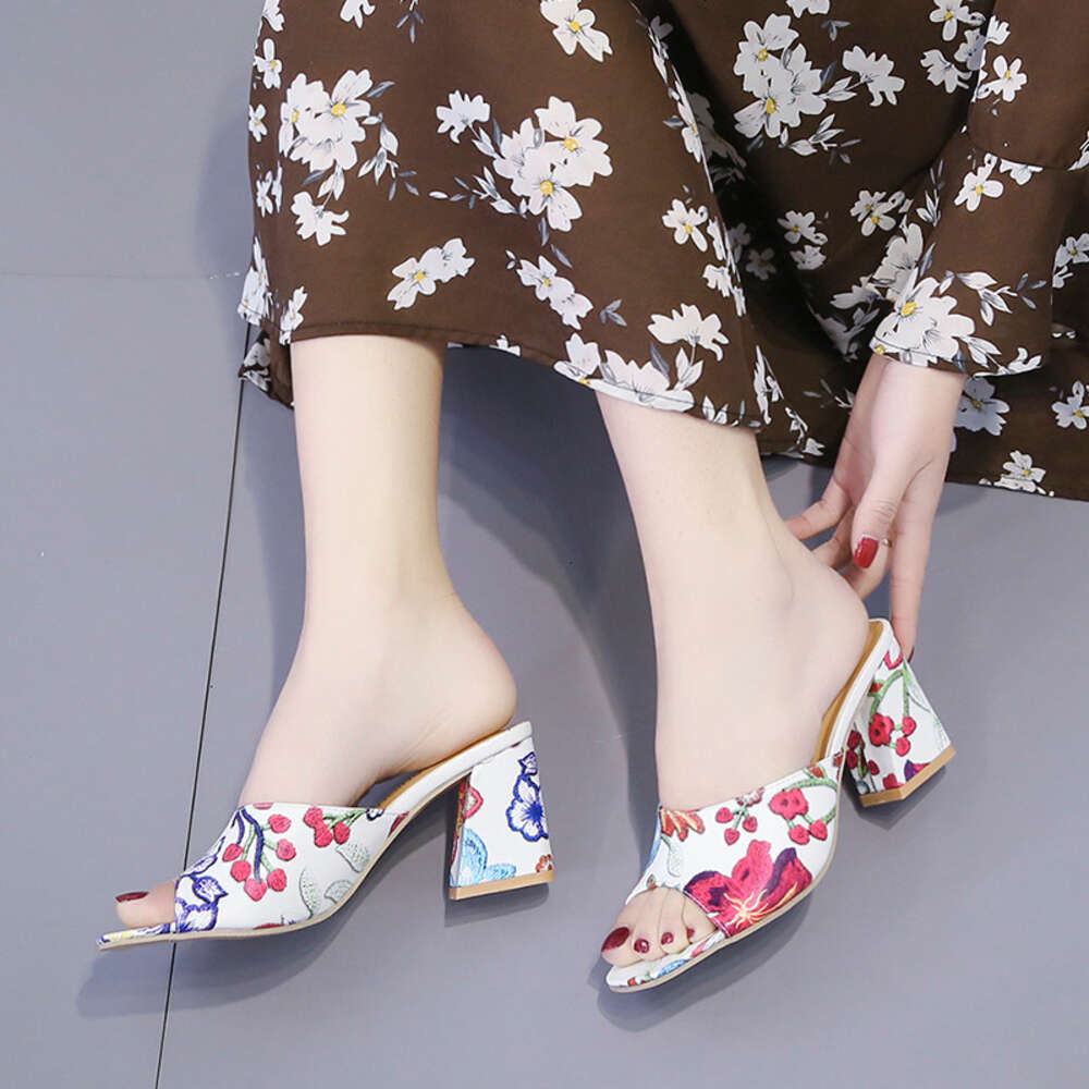 Slippers Large Spring Women Flowers China Chic Ins Style High Heel Sandals Ddmysaturn