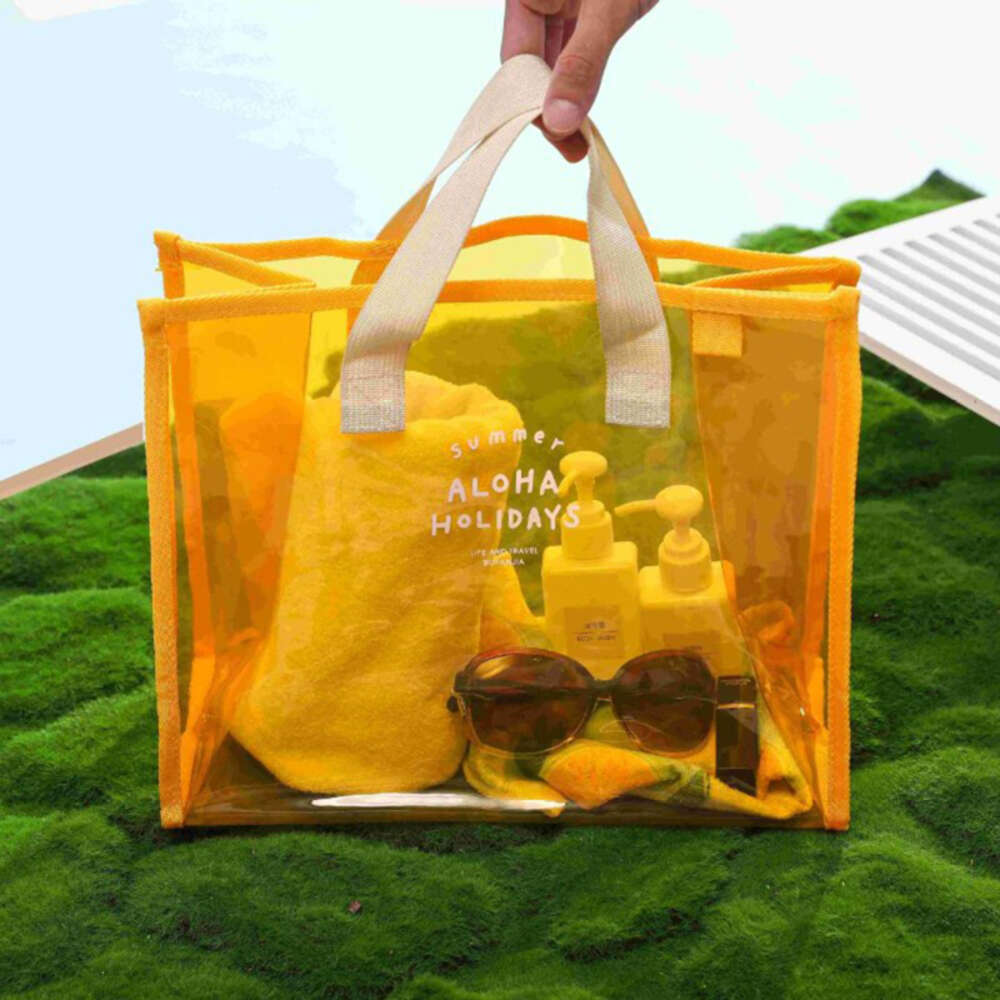 Trendy Summer Large Jelly Handbag Women Hot Pink Transparent Vinyl Beach Shopper Ladies Waterproof Clear PVC Tote Bag H6.18#10.4 ddmy da0a