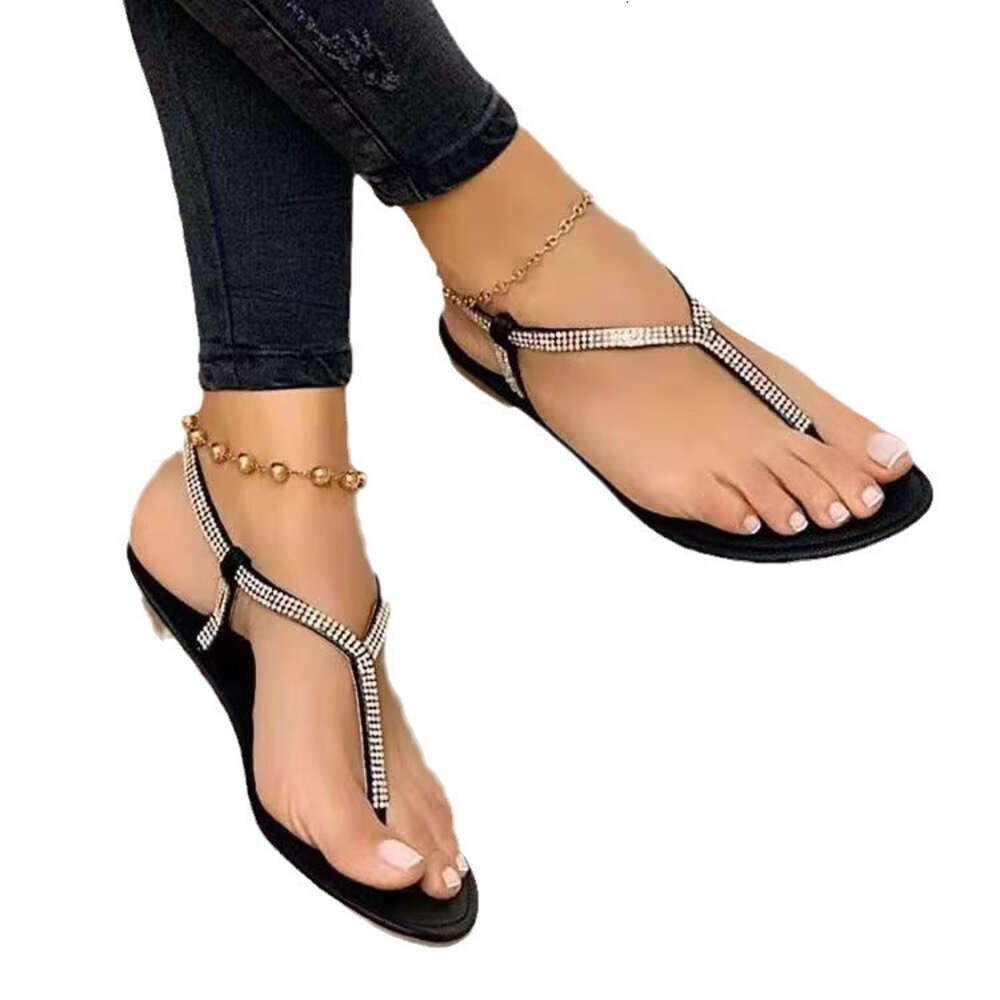 Size Summer Large New Sandals For Women S Fashion Rhinestone Toe Clip Ins Small Fresh Flat Slippers Ddmysaturn