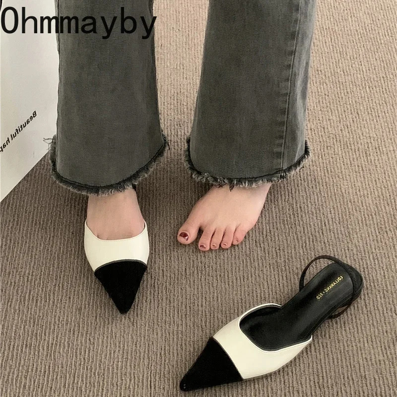 2024 Spring Womens Sandals Fashion Pointed Toe Slip on Ladies Casual Low Boots Slip Womens Steel Shoes 240617