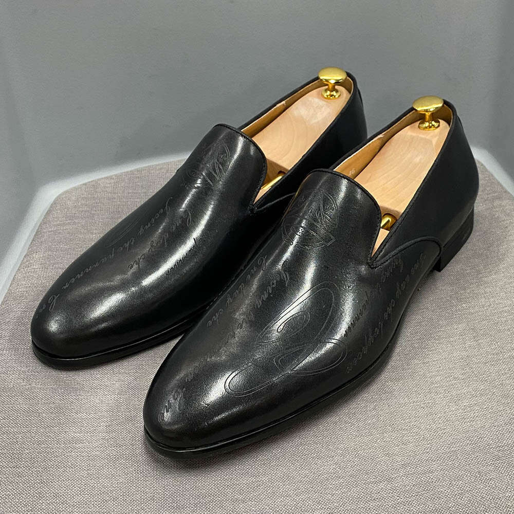 Style Hand Italian Painted Letters For Formal Shoes Men S Loafers One Foot Business Casual Ddmysaturn